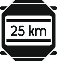 Poster - Black simple icon of a smartwatch showing 25 kilometers on the screen