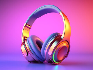 Beautiful Stylish headphones on light background