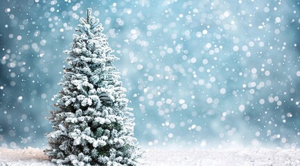 Wall Mural - christmas tree on snow