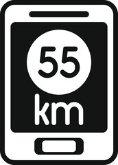 Poster - black and white icon of a smartphone showing a speed limit of 55 kmh