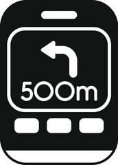 Poster - black and white icon of a gps navigation app displaying a turn left instruction