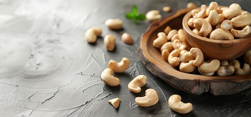 Wall Mural - A bowl of cashews is on a table