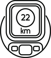 Poster - simple vector icon of a smartwatch showing the distance in kilometers