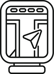 Poster - gps navigation app concept with a smartphone showing a paper plane flying over a map