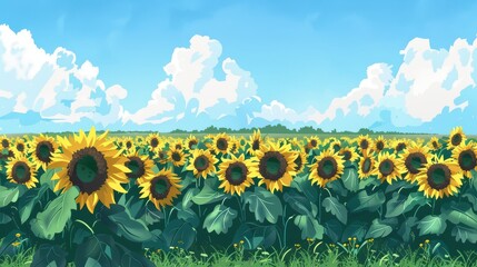 Sunflower summer sky landscape background