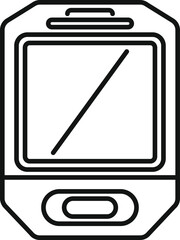 Poster - simple outline icon of a smart watch with a button on its side