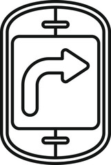 Poster - simple line drawing of a smartphone showing a turn right traffic sign