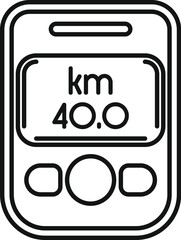 Poster - simple line icon of an electronic speedometer showing forty kilometers per hour