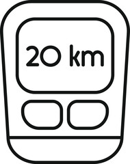 Poster - simple line icon of a bike computer showing 20 kilometers distance