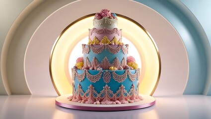 A pink Easter egg with a candle in a vase, surrounded by floral d