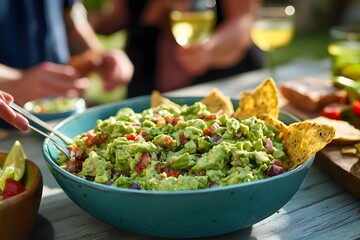 Wall Mural - Fresh Guacamole Dip with Chips