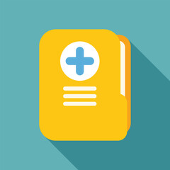 Poster - yellow medical record file folder with a blue medical cross, containing important patient informatio