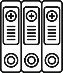 Poster - line art icon of medical history folders, symbolizing organized patient data and healthcare document