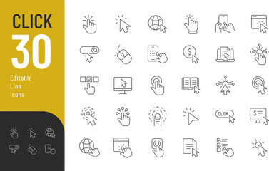 click line editable icons set. vector illustration in modern thin line style of cursor related icons
