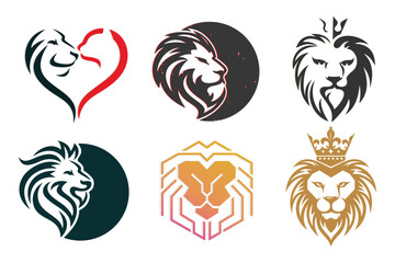 Wall Mural - Lion head icon set  logo design . vector illustration