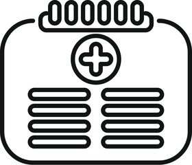 Poster - Medical history icon representing patient data and medical records, in a simple thin line style