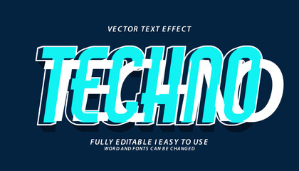 Wall Mural - 3d editable techno text effect graphic style template