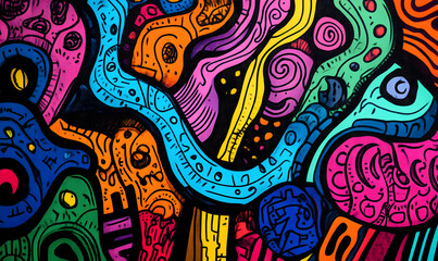 hand drawn abstract doodle style