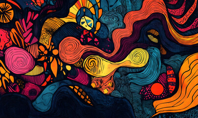 hand drawn abstract doodle style