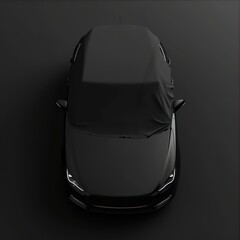 car cover mockup full covered on black background