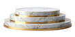 © kanoktuch - White marble display platform with luxurious gold trim, designed for elegant product showcases. The sleek and polished surface enhances the premium look. Isolated on transparent background, png.