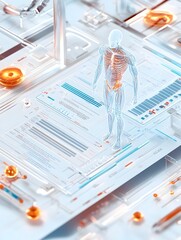 Poster - digital wireframe visualization of human anatomy and physiology