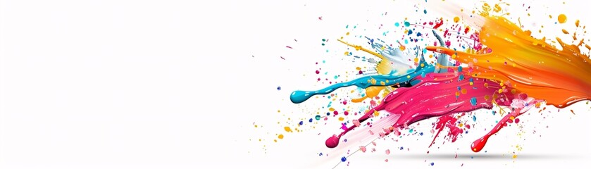 Poster - a colorful abstract background with splashes of paint and dynamic brush strokes, perfect for adding 
