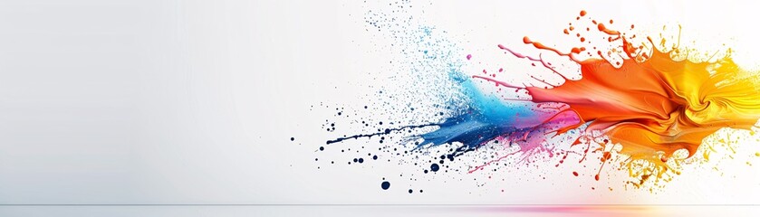 Poster - a colorful abstract background with splashes of paint and dynamic brush strokes, perfect for adding 