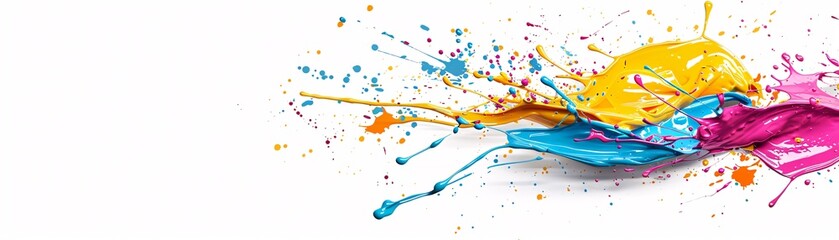 Poster - a colorful abstract background with splashes of paint and dynamic brush strokes, perfect for adding 