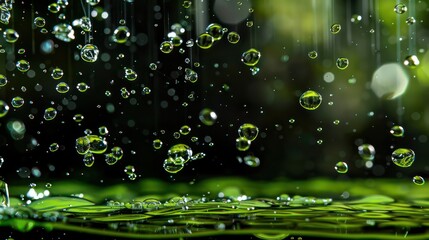 green hydrogen bubbles rising in a tank of water