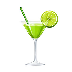 Canvas Print - A Refreshing Green Cocktail with Lime Garnish: A Perfect Summer Drink