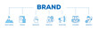 © AFD - Brand icon infographic illustration concept with icon of target market, strategy, innovation, marketing, advertising, customers, and awareness icon live stroke and easy to edit