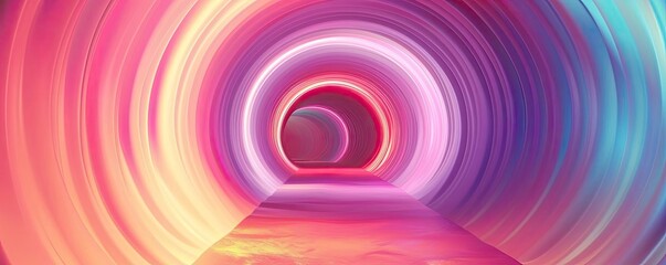 Poster - A vibrant tunnel of swirling colors creates a mesmerizing pathway, inviting exploration into a dreamlike world.