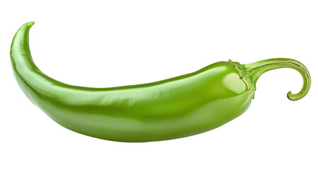 Green hot chili pepper isolated on transparent background