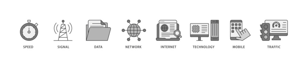 Poster - 5G icon infographic illustration concept with icon of speed, signal, data, network, internet, technology, mobile and traffic icon live stroke and easy to edit 