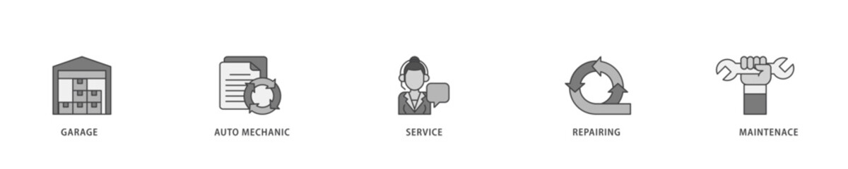 Poster - Car servicing icon infographic illustration concept with icon of repairing, maintenace, service, auto mechanic, garage icon live stroke and easy to edit 