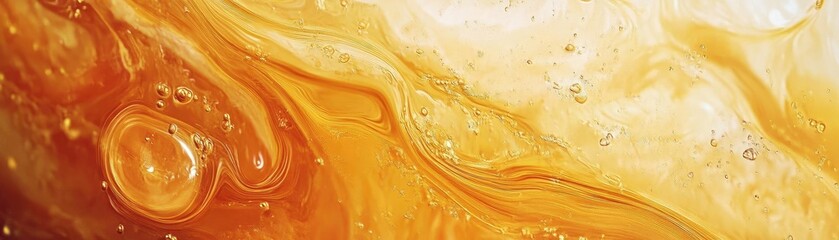 Poster - An abstract swirl of golden hues with a glossy texture, evoking warmth and fluidity in a vibrant artistic composition.
