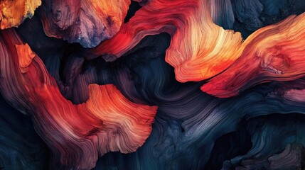 Poster - Vibrant abstract pattern showcasing flowing colors of red, orange, and blue, ideal for artistic backgrounds and creative designs.