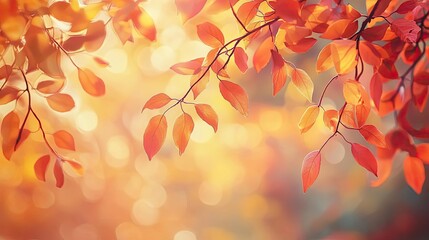 Aufkleber - Vibrant autumn leaves with warm tones create a stunning backdrop, capturing the beauty of the fall season and nature's transformation.