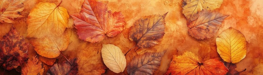 Aufkleber - A vibrant display of autumn leaves in various colors, showcasing the beauty of fall and nature's seasonal transformation.