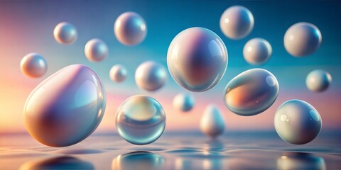 Poster - chromatic orbs: a mesmerizing dance of iridescent bubbles, shimmering with vibrant hues of pink, blu