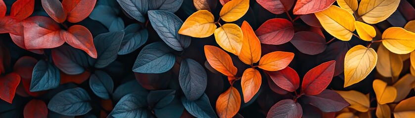 Aufkleber - Vibrant leaves in shades of red, orange, and yellow, forming a beautiful autumn scene, perfect for nature and seasonal themes.