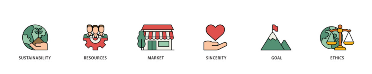 Aufkleber - CSR icon infographic illustration concept with icon of  business and organization, Corporate social responsibility and giving back to the community icon live stroke and easy to edit 