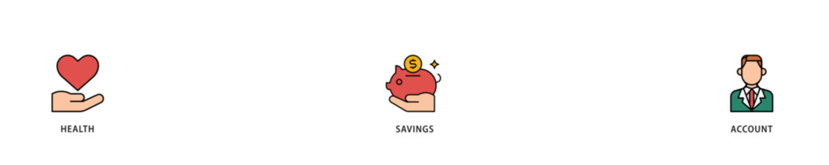 Poster - HSA icon infographic illustration concept with icon of healthcare, growth, id card, and accounting icon live stroke and easy to edit 