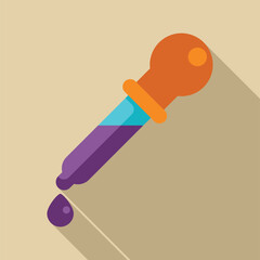 Sticker - Chemical dropper is dripping purple liquid in this flat design icon