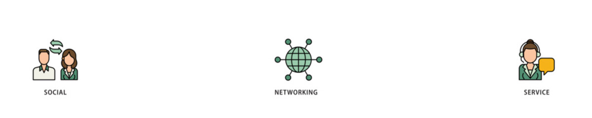 Aufkleber - SNS icon infographic illustration concept with icon of communication, chat, community, internet, and user icon live stroke and easy to edit 