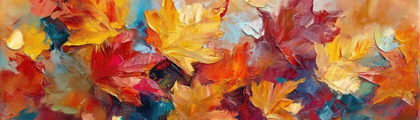 Poster - Vibrant autumn leaves in warm colors create a stunning visual. Perfect for seasonal decor or nature-themed projects.