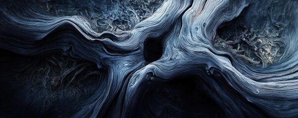 Poster - An abstract artwork featuring dynamic fluid shapes and contrasting dark tones, evoking a sense of depth and movement.