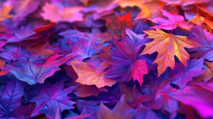Aufkleber - Colorful autumn leaves create a vibrant and dreamy scene, perfect for nature-themed projects and backgrounds.