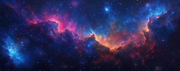 Poster - A breathtaking cosmic scene featuring vibrant nebulas and twinkling stars in the vastness of outer space.